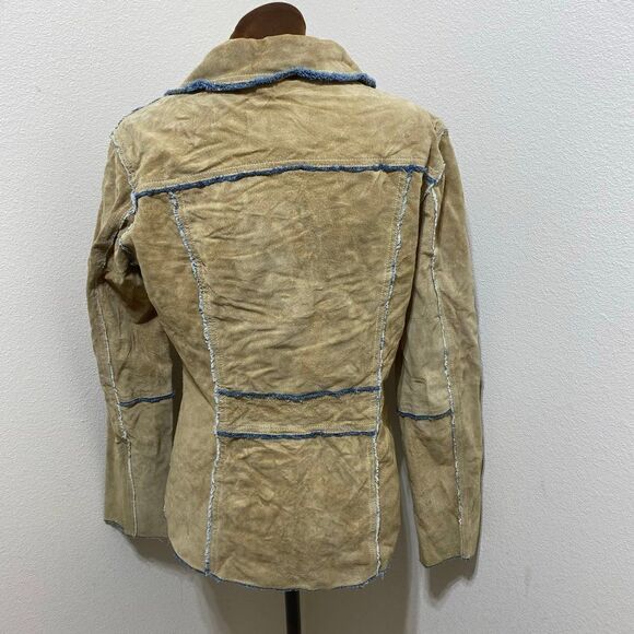 Wilsons Leather Maxima Women's Medium Tan Suade Western Denim Lined Jacket - Picture 5 of 9